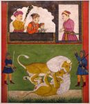 19th_century absurd_res ancient_art arm_bite backsack balls biped bite biting_another biting_head claws clothed clothed_human clothed_male clothing facial_hair fangs felid feral fight finger_claws flower gem genitals group headgear headwear hi_res holding_object human indian_clothing jewelry leaf lion lying lying_on_ground male male_feral male_human mammal mane melee_weapon mustache necklace on_back on_ground painting_(artwork) pantherine pearl_(gem) pearl_necklace plant quadruped religious_clothing religious_headwear scabbard side_view sword tail tail_tuft teeth toe_claws traditional_media_(artwork) traditional_painting_(artwork) tuft turban unknown_artist weapon yellow_body