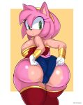 amy_rose anthro back_boob big_breasts big_butt breasts butt clothing cosplay crossover crossover_cosplay eulipotyphlan female green_eyes hedgehog hi_res huge_breasts huge_butt huge_hips huge_thighs legwear leotard looking_back mammal nerftheyordles pink_body rear_view sega solo sonic_the_hedgehog_(series) thick_thighs thigh_highs wide_hips wonder_woman
