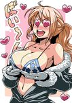  :d bikini_top breast_hold breasts cigarette commentary_request gloves heart heart_eyes highres jumpsuit large_breasts nami_(one_piece) navel one_piece open_mouth orange_hair personality_switch ponytail sanji smile solo strap_gap tsuki_wani v-shaped_eyebrows 