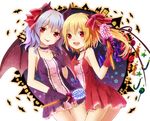  :d alternate_costume bad_id bad_pixiv_id bat_wings black_gloves blonde_hair blue_hair blush choker dress flandre_scarlet gloves hair_ribbon halloween holding horns multiple_girls no_hat no_headwear nunucco open_mouth red_eyes red_gloves remilia_scarlet ribbon side_ponytail smile star tongue tongue_out touhou wings 