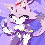 1:1 anthro areola big_breasts black_nose blaze_the_cat bodysuit breasts clothing condom dipstick_tail domestic_cat exposed_breasts eyelashes felid feline felis female flaresg_art forehead_gem front_view fur gem gloves handwear holding_condom holding_object looking_at_viewer mammal markings nipples pink_areola pink_nipples purple_background purple_body purple_bodysuit purple_clothing purple_fur purple_skinsuit sega sexual_barrier_device simple_background skinsuit smile solo sonic_riders sonic_the_hedgehog_(series) tail tail_markings thick_thighs tight_clothing white_body white_clothing white_fur white_gloves white_handwear wide_hips yellow_eyes