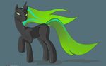  ambiguous_gender black black_body darkdoomer equine feral green_eyes hi_res horn horse intersex invalid_color mammal my_little_pony original_character pony solo unicorn 
