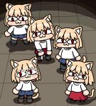  <|>_<|> 5girls :3 animal_ears blonde_hair cat_ears cat_girl cat_tail chibi glasses jazz_jack multiple_girls multiple_persona neco-arc red_eyes short_hair skirt sweater tail tsukihime white_sweater 