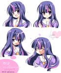  1girl blush byruu character_sheet expressions eyes_closed heart horn long_hair multicolored_hair my_little_pony my_little_pony_friendship_is_magic open_mouth personification purple_eyes purple_hair sailor_collar sakurano_tsuyu school_uniform serafuku signature solo star twilight_sparkle two-tone_hair watermark web_address white_background 
