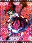  ascot bad_id bad_pixiv_id bat_wings blue_hair brooch fang fuuna_(conclusion) hat highres jewelry open_mouth pentagram red_eyes remilia_scarlet short_hair skirt smile solo touhou wand wings wrist_cuffs 