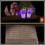  3_toes absurd_res angry bared_teeth blarf022 blush bodily_fluids canid canine canis claws clothing cross-popping_vein crossed_arms curling_toes dipstick_tail embarrassed english_text feet feet_up female five_nights_at_freddy's five_nights_at_freddy's:_security_breach foot_focus foot_on_table furniture hi_res leg_warmers legwear mammal markings musk pawpads plantigrade plantigrade_pawpads roxanne_wolf scottgames sharp_teeth smell_profile smelly smelly_feet soles solo steel_wool_studios stink_fumes sweat sweatdrop table tail tail_markings teeth text toe_claws toes wolf 