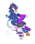 absurd_res anthro areola between_legs blue_areola blue_nipples breasts decidueye duo erection eye_contact fan_character female generation_7_pokemon generation_9_pokemon genitals hakir_the_decidueye hand_on_leg hand_on_own_breast hand_on_thigh head_between_breasts hi_res larger_female leg_grab looking_at_another male male/female nintendo nipples penis pokemon pokemon_(species) quaquaval raine_lockhart-amaddon shooshaa simple_background size_difference slit_penis smaller_male thick_thighs thigh_grab watermark white_background