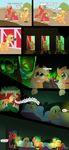  applejack_(mlp) bed big_macintosh_(mlp) blonde_hair bubbles candle candlestick changeling cocoon comic cowboy_hat cutie_mark dialogue dream english_text equine fangs farm female field fire friendship_is_magic glowing glowing_eyes green_eyes hair hat horse hug key lock male my_little_pony nightcap nightmare omny87 pony rake scared shovel 