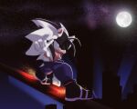  absurdres baggy_pants black_fur cityscape hedgehog hedgehog_boy highres kmax moon night non-web_source pants rail_grinding sky sonic_(series) star_(sky) starry_sky white_fur yukan_the_hedgehog 