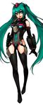  aqua_eyes aqua_hair bare_shoulders black_legwear boots gloves gundam hair_ornament hatsune_miku highres lips long_hair mecha_musume na_young_lee solo thigh_boots thighhighs twintails vocaloid 