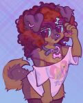 absurd_res afro anthro bangs bone bra bra_strap breasts canid canine canis cleavage clothed clothing collar collar_tag curled_tail curly_hair dog_tags domestic_dog ear_piercing eyebrows eyewear facial_piercing female floppy_ears fluffy fluffy_tail fluffy_thighs fluttershy_(mlp) friendship_is_magic furgonomics furry-specific_piercing german_shepherd glasses hair hasbro herding_dog hi_res highlights_(coloring) legwear mammal markings mole_(marking) multiple_piercings my_little_pony nose_piercing off_shoulder oversized_clothing oversized_shirt oversized_topwear pantsless pastoral_dog pawpads paws piercing septum_piercing shirt side_bangs snagletooth solo stockings tail tail_piercing thigh_highs topwear underwear wearing_glasses werehouse