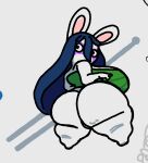 2024 2_fingers allegra_(mario_plus_rabbids) anthro bent_arm big_breasts big_butt black_eyes blue_hair bodypaint bottomless bottomless_anthro bottomless_female breasts butt cel_shading cellulite clothed clothed_anthro clothed_female clothing colored crossover curvy_figure digital_drawing_(artwork) digital_media_(artwork) face_paint female female_anthro fingers fur green_clothing green_topwear green_tube_top grey_line_art hair huge_breasts huge_butt huge_thighs lagomorph long_ears long_hair mammal mario_bros mario_plus_rabbids_sparks_of_hope nintendo nsfwoaf rabbid raving_rabbids rayman_(series) shaded simple_background solo standing tan_inner_ear thick_thighs topwear tube_top tuning_fork ubisoft white_background white_body white_fur