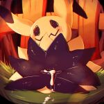  1:1 2026 blush bodily_fluids cum cum_inside detailed_background digital_media_(artwork) duo female fence feral generation_7_pokemon genital_fluids grass hi_res human lodetail mammal mimikyu nintendo plant pokemon pokemon_(species) vaginal 