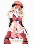  alisa_ilinichina_amiella bare_shoulders blush christmas god_eater god_eater_burst hat panties santa_costume sitting solo tongue underwear 