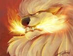 2013 ambiguous_feral ambiguous_gender arcanine black_lips black_nose breath_powers bust_portrait chest_tuft colored digital_drawing_(artwork) digital_media_(artwork) elemental_manipulation english_description fan_character feral fire fire_breathing fire_manipulation fur furrowed_brow gaelfox generation_1_pokemon hi_res light lighting lips looking_at_viewer multicolored_body multicolored_fur nintendo orange_body orange_fur paint_tool_sai_(artwork) pokemon pokemon_(species) portrait pupils red_background red_eyes shaded sharp_teeth signature simple_background slit_pupils solo tan_body tan_fur teeth tuft two_tone_body two_tone_fur