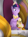  3:4 avian bird chair crown duo equid equine female feral friendship_is_magic furniture hasbro headgear horn mammal meme my_little_pony mythological_creature mythological_equine mythology owl owlowiscious_(mlp) pathetic_(meme) petting redraw regalia throne tidmouthart twilight_sparkle_(mlp) winged_unicorn wings 