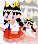  1girl alt_0218 artist_name black_hair blush braid crown fairy fairy_wings glasses heart highres kirby_(series) kirby_64 long_skirt low_twin_braids multiple_views purple_eyes ripple_star_queen signature skirt sleeves_past_fingers sleeves_past_wrists twin_braids wings 