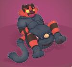  2016 ageplay ambiguous_gender anthro black_clothing black_footwear black_handwear black_onesie blush blush_lines bodily_fluids bondage_gear bondage_gloves booties brown_body brown_fur brown_stripes brown_tail clothed clothing diaper diaper_under_clothing diaper_under_onesie domestic_cat drooling feces felid feline felis footwear full-length_portrait fur generation_7_pokemon handwear heart_eyes heart_symbol incineroar ludis-luteo mammal multicolored_body multicolored_fur narrowed_eyes nintendo object_in_mouth onesie open_mouth open_smile pacifier pacifier_in_mouth pokemon pokemon_(species) pooping portrait red_body red_fur red_nose red_pacifier red_tail roleplay saliva simple_background sitting smile snaggle_tooth soiled_diaper soiling soiling_diaper solo sound_effects striped_arms striped_body striped_fur striped_legs stripes tail tail_sock three-quarter_view two_tone_body two_tone_fur two_tone_tail unclean_diaper used_diaper using_diaper vowelless vowelless_sound_effect wearing_diaper yellow_sclera zipper 