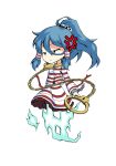  1girl anger_vein blue_eyes blue_hair chain chibi chibi_only closed_eyes commentary_request dairi full_body ghost_tail hair_tubes half-closed_eyes high_ponytail large_variant_set miyadeguchi_mizuchi ponytail shirt simple_background skirt solo striped_clothes striped_shirt striped_skirt tachi-e touhou transparent_background variant_set white_shirt white_skirt wrist_cuffs 