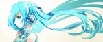  aqua_eyes aqua_hair bad_id bad_pixiv_id from_side hatsune_miku headphones long_hair solo tsukasa_kinako vocaloid 