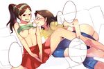  2girls ass barefoot blush breast_squeeze breasts brown_eyes dae-han&#039;s_mother dae-han's_mother denim frown glasses hairband jeans large_breasts long_hair milf min-gook&#039;s_mother min-gook's_mother multiple_girls nipples open_mouth pants rumo skirt smile tank_top undressing yuri 