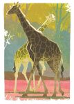  animal_focus artist_name border day giraffe nabatame_kazutaka no_humans original outdoors tree white_border 