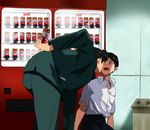  ayanashi_kunio blush can evangelion:_2.0_you_can_(not)_advance ikari_shinji kaji_ryouji leaning male_focus multiple_boys neon_genesis_evangelion open_mouth rebuild_of_evangelion sweat ucc_coffee vending_machine 