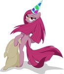  absurd_res alpha_channel anthro anthrofied equine eyewear female friendship_is_magic glasses hi_res horse looking_at_viewer looking_back madame_le_floure_(mlp) mammal my_little_pony party_hat pinkamena_(mlp) pinkie_pie_(mlp) plain_background pony randomlywhimsical red_eyes solo trainsparent_background transparent_background 