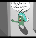  2020 absurd_res antennae_(anatomy) anthro arthropod biped clothing colored crustacean dialogue digital_drawing_(artwork) digital_media_(artwork) english_text eyebrows full-length_portrait green_body headgear headgear_only headwear headwear_only hi_res male male_anthro marine mature_anthro mature_male mostly_nude name_drop name_in_dialogue narrowed_eyes nickelodeon night nub_feet nude_anthro nude_male open_mouth plankton_(species) portrait red_eyes sheldon_j._plankton solo speech_bubble spongebob_squarepants talking_to_another talking_to_partner text tired tonytoran 