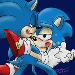  anal anal_penetration anthro butt cum cum_in_ass cum_inside gay green_eyes hedgehog male mammal one_eye_closed open_mouth penetration penis sega selfcest sex size_difference sonic_(series) sonic_the_hedgehog square_crossover 