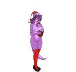  big_breasts book breasts canine female fox green_eyes hair hat nude purple_hair puss santa_hat solo tagme 