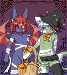  bat blush halloween hane hat heterochromia holidays horn kiwi_(character) looking_at_viewer male mammal nude penis ribbons witch_hat 