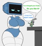  2020 :< absurd_res android annoyed antennae_(anatomy) anthro arthropod asking_another asking_partner big_breasts biped blue_body blue_eyes blue_text blush breasts collarbone colored crossed_arms crustacean digital_drawing_(artwork) digital_media_(artwork) duo electronics english_text erection eyebrows eyelashes featureless_breasts featureless_crotch female female_humanoid for_a_head green_text grey_body hi_res holding_object holding_tool holding_wrench humanoid humanoidized humor husband husband_and_wife karen_plankton larger_female larger_humanoid looking_at_another looking_at_partner machine male male_anthro marine married_couple narrowed_eyes nickelodeon nude nude_anthro nude_female nude_humanoid nude_male object_head open_mouth plankton_(species) portrait red_eyes robot robot_humanoid screen screen_face screen_head sheldon_j._plankton size_difference smaller_anthro smaller_male speech_bubble spongebob_squarepants talking_to_another talking_to_partner television text thick_thighs three-quarter_portrait tonytoran tools tv_head tv_head_robot white_body wide_hipped_female wide_hipped_humanoid wife wrench 