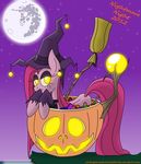  candy ear_piercing equine female feral friendship_is_magic glowing glowing_eyes hair hat horse long_hair looking_at_viewer mammal moon my_little_pony night piercing pinkamena_(mlp) pinkie_pie_(mlp) pony solo videogamedude1000 yellow_eyes 