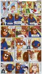 2017 anthro baby_powder backwards_hat band-aid bandage bathroom bear beast_house blue_eyes bottomwear bottomwear_down brown_body brown_fur brown_hair canid canine canis chad_(xamoel) clothed clothing coat comic curly_hair detailed_background domestic_dog english_text eyewear farting_on_face flashlight fur glasses group hair hat headgear headwear hi_res hockey_jersey humor jersey lab_coat lagomorph lawn_mower leporid male mammal overweight overweight_male pants pants_down partially_clothed prank rabbit shirt shower_cap text tommer_(xamoel) topwear white_body white_fur wimpy_(xamoel) xamoel