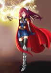  bad_id bad_pixiv_id cape cosplay hammer lightning mahou_shoujo_madoka_magica marvel passevo ponytail red_eyes red_hair sakura_kyouko thor_(marvel) 