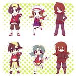  4boys aruya_(flosrota) bad_id bad_pixiv_id chibi crystal_(pokemon) dual_persona gold_(pokemon) kotone_(pokemon) multiple_boys multiple_girls pokemon pokemon_(game) pokemon_gsc pokemon_hgss silver_(pokemon) 