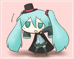  aqua_eyes aqua_hair cape chibi detached_sleeves fang fuugetsu_oreha_ikiru halloween hat hatsune_miku long_hair necktie open_mouth outstretched_arms simple_background skirt sleeves_past_wrists solo spread_arms thighhighs top_hat twintails very_long_hair vocaloid 