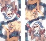 2023 azzai black_nose blonde_hair blue_eyes blue_kerchief blue_neckerchief blue_scarf brown_body brown_fur canid canine canis clothing colored colored_sketch digital_drawing_(artwork) digital_media_(artwork) domestic_dog duo eye_contact eyewear female feral feral_with_hair freckled_face freckles fur glasses hair hat head_tuft headgear headwear kerchief looking_at_another mammal neckerchief neckwear orange_eyes pattern_clothing pattern_scarf pawpads pink_eyewear pink_nose pink_pawpads pink_sunglasses round_glasses round_sunglasses scarf shaded simple_background sketch smile smiling_at_another smiling_at_each_other striped_clothing striped_scarf stripes sunglasses tan_body tan_fur tuft wearing_glasses white_background