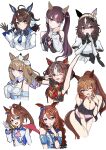  +_+ 6+girls absurdres ahoge almond_eye_(the_changer)_(umamusume) almond_eye_(umamusume) animal_ears arm_up ascot asymmetrical_gloves bag bare_shoulders bikini black_bikini black_corset black_gloves black_jacket blue_bag blue_dress blue_eyes blue_gloves blue_necktie blue_scarf blue_wrist_cuffs blunt_bangs blush bow bow_hairband braid braided_ponytail braided_sidelocks breasts brown-tinted_eyewear brown_eyes brown_hair buttons cape checkered_collar cleavage closed_mouth colored_inner_hair commentary_request corset cropped_jacket cropped_shirt curren_bouquetd'or_(racing)_(umamusume) curren_bouquetd'or_(umamusume) daring_tact_(racing)_(umamusume) daring_tact_(umamusume) detached_sleeves double-breasted dress ear_bow ear_covers elbow_gloves epaulettes eyewear_on_head fingerless_gloves frilled_wristband gloves gran_alegria_(smile_my_way!)_(umamusume) gran_alegria_(umamusume) grey_eyes hair_between_eyes hair_ornament hairband hairclip heart heart-shaped_eyewear high_ponytail highres horse_ears horse_girl horse_tail jacket jewelry large_breasts long_braid long_hair long_sleeves looking_at_viewer low_twin_braids lucky_lilac_(racing)_(umamusume) lucky_lilac_(umamusume) maruzensky_(hot_summer_night)_(umamusume) maruzensky_(umamusume) medium_breasts middle_w midriff mismatched_ear_covers mismatched_gloves moyashi_toufu multicolored_hair multicolored_jacket multiple_girls necktie official_alternate_costume open_clothes open_jacket open_mouth orange-tinted_eyewear pink_ascot ponytail purple_eyes red_buttons red_cape red_shirt ruffle_bikini scarf shirt short_sleeves shoulder_bag side_ponytail sidelocks simple_background small_breasts smile star_(symbol) star_hair_ornament streaked_hair sunglasses super_creek_(murmuring_stream)_(umamusume) super_creek_(umamusume) suspenders swimsuit symbol-shaped_pupils tail tinted_eyewear tokai_teio_(peak_joy)_(umamusume) tokai_teio_(umamusume) twin_braids two-tone_jacket umamusume v very_long_hair w white-framed_eyewear white_dress white_gloves white_hair white_hairband white_jacket white_shirt white_streaks wings wrist_cuffs x-shaped_pupils x_hair_ornament 