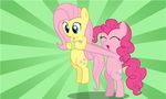  animal_ears balloons butterflies butterfly cute cutie_mark duo equine eyelashes eyes_closed female feral fluttershy_(mlp) friendship_is_magic green_background green_eyes hair horse insect juice_box mammal my_little_pony open_mouth pink_body pink_hair pinkie_pie_(mlp) plain_background pony yellow_body 