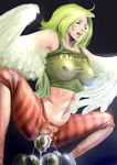  aivelin avian birth blonde_hair breasts clitoris clothing crouching egg egg_laying eggs erect_nipples eyes_closed eyewear feathers female glasses green_hair hair harpy large_breasts legwear midriff monet monet_(one_piece) monster_girl navel nipples one_piece open_mouth oviposition plain_background pussy pussy_juice see-through shirt solo spread_legs spreading squatting sunglasses tights wings 