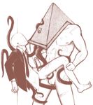  against_wall anal balls erection necktie nude penetration penis plain_background pyramid_head silent_hill slenderman suit tentacles uncolored uncut video_games white_background white_body 