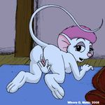  breasts butt detailed_background disney female fur hair looking_at_viewer mammal miss_bianca mouse nipples presenting presenting_hindquarters purple_hair pussy rodent solo the_rescuers white_fur whore_o._matic whoreomatic 