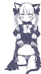  :d animal_ears bow braid cat_ears cat_tail dress dress_lift extra_ears hair_bow kaenbyou_rin looking_at_viewer monochrome moryu open_mouth panties pointy_ears side-tie_panties simple_background sketch smile solo tail thigh_strap touhou twin_braids twintails underwear white_background 