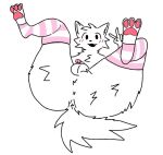3_toes anthro anus balls blush blush_lines boy_kisser_(meme) chase_the_fox(artist) clothing feet felid fur genitals gesture hand_gesture legs_up legwear male mammal meme pattern_clothing pattern_legwear pattern_stockings penis pink_stripes presenting presenting_anus silly_cat_(mauzymice) solo stockings striped_clothing striped_legwear striped_stockings stripes tail toes v_sign white_body white_fur
