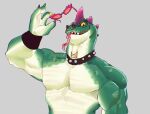 2026 4_fingers absurd_res anthro biceps bodily_fluids bracelet brown_eyes collar digital_media_(artwork) drooling eyewear facial_piercing fingers forked_tongue glasses goat_(movie) green_body grey_background head_spikes hi_res holding_eyewear holding_object holding_sunglasses jewelry komodo_dragon leons lizard looking_at_viewer male modo_olachenko monitor_lizard mouth_piercing multicolored_claws muscular neck_piercing nose_piercing nose_ring open_mouth open_smile pecs piercing pink_eyewear pink_glasses purple_spikes reptile ring_piercing saliva saliva_on_tongue scalie sharp_teeth simple_background smile solo spikes spikes_(anatomy) sunglasses teeth tongue tongue_out tongue_piercing yellow_sclera