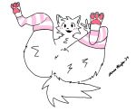 3_toes anthro blush blush_lines boy_kisser_(meme) chase_the_fox(artist) clothing feet felid femboy fur gesture hand_gesture legs_up legwear male mammal meme pattern_clothing pattern_legwear pattern_stockings pink_stripes presenting silly_cat_(mauzymice) solo stockings striped_clothing striped_legwear striped_stockings stripes tail toes v_sign white_body white_fur