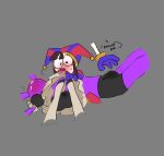 4_fingers absurd_res anthro aroused blush bodily_fluids boxer_briefs bulge clothed clothing constricted_pupils covering covering_mouth crossdressing cum cum_in_clothing cum_in_mouth cum_in_underwear cum_inside cum_on_face cum_through_clothing cum_through_underwear female fingers flustered genital_fluids glitch_productions hi_res humanoid jax_(tadc) karnthud lagomorph leporid lying lying_on_ground maid_uniform male mammal motion_lines on_back on_ground pomni_(tadc) pupils rabbit reaching shaking small_pupils solo speech_bubble sweat sweatdrop the_amazing_digital_circus throbbing throbbing_bulge underwear uniform wet wet_clothing wet_underwear wide_eyed