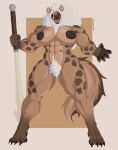 abs absurd_res anthro back_tuft biceps big_breasts big_muscles big_pubes black_nipples breasts brown_pawpads canid cel_shading chest_tuft claws crotch_tuft digitigrade ear_piercing facial_scar fangs_bared female fluffy fluffy_tail fur hair hairy_vulva hi_res holding_object holding_weapon huge_breasts huge_muscles huge_thighs hyena long_hair long_tail mace mammal markings melee_weapon multi_nipple multicolored_body muscular neck_tuft nipples nude nudist pawpads piercing polearm pubes purple_eyes scar shaded simple_background solo spots spotted_hyena spotted_markings tail tall tan_body tan_fur thick_thighs tribal tuft two_tone_body warpaint weapon white_body white_fur wide_stance ysirieanart zurii